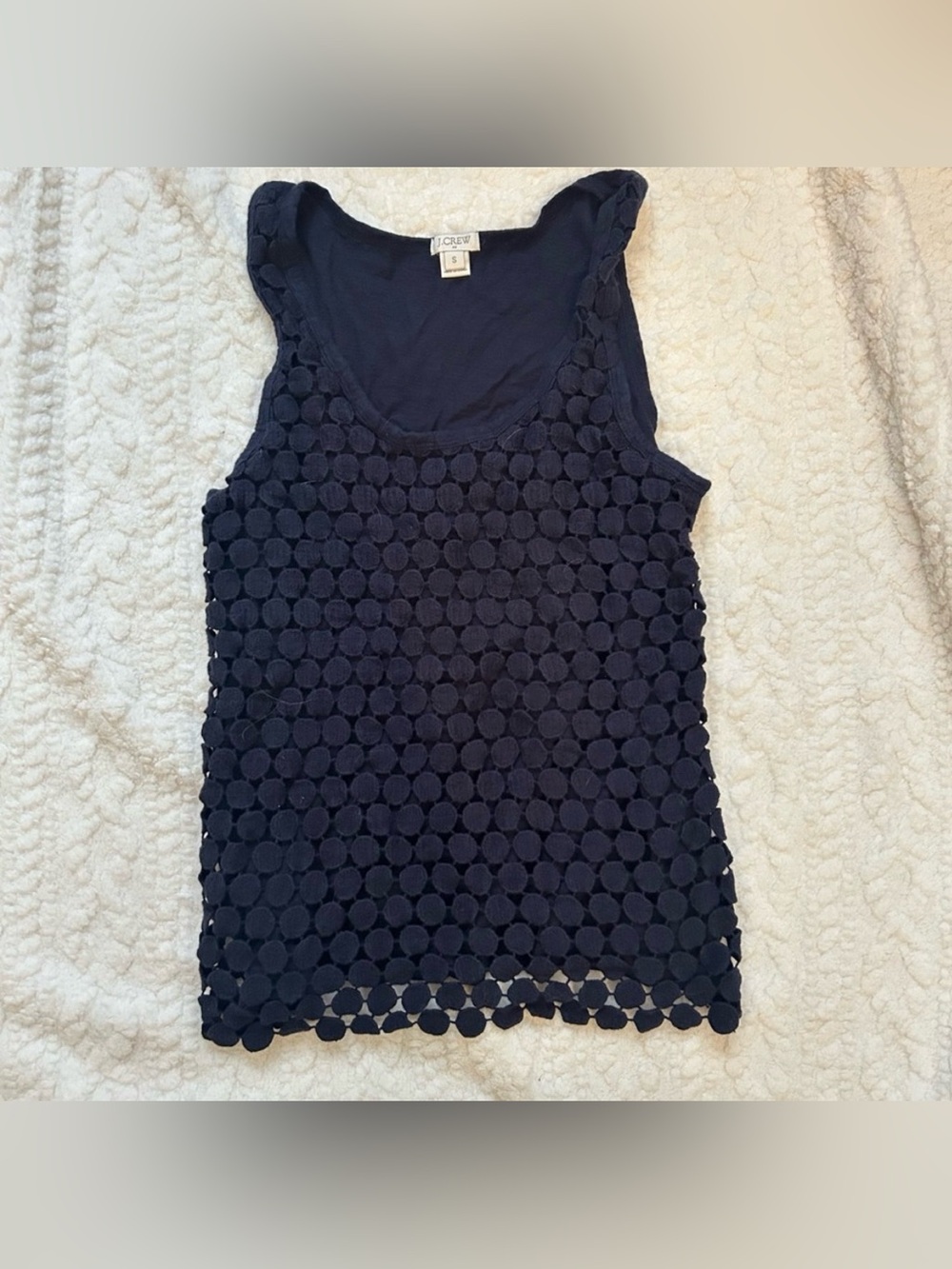 J.Crew Navy Blue Crotchet Tank Top